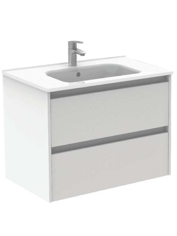 Smart Gloss White 2 Drawer 80cm Vanity Unit